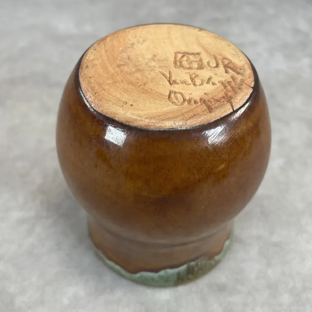Van Briggle 1920s Art Pottery Brown Glaze Ceramic Miniature Cabinet Vase 3.5